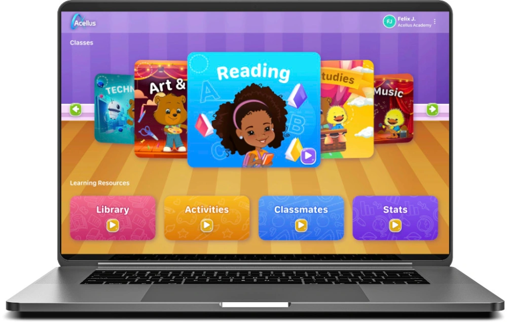 Acellus-Elementary-Portal Giao Diện Lớp Mẫu Giáo và Tiểu Học online của Acellus